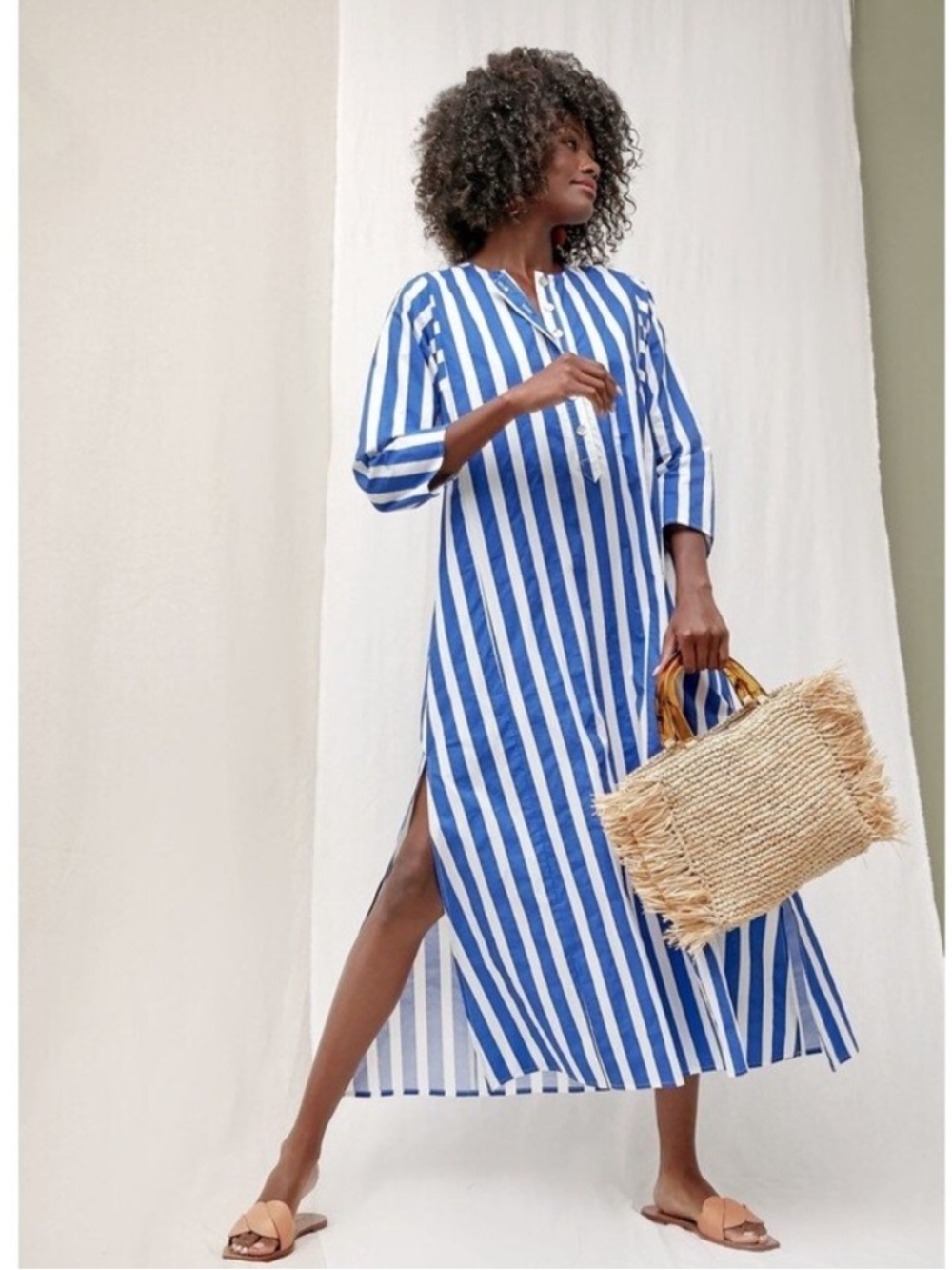 Tuckernuck Pomander Place Dress Camille Maxi in Blue White Cabana Stripe